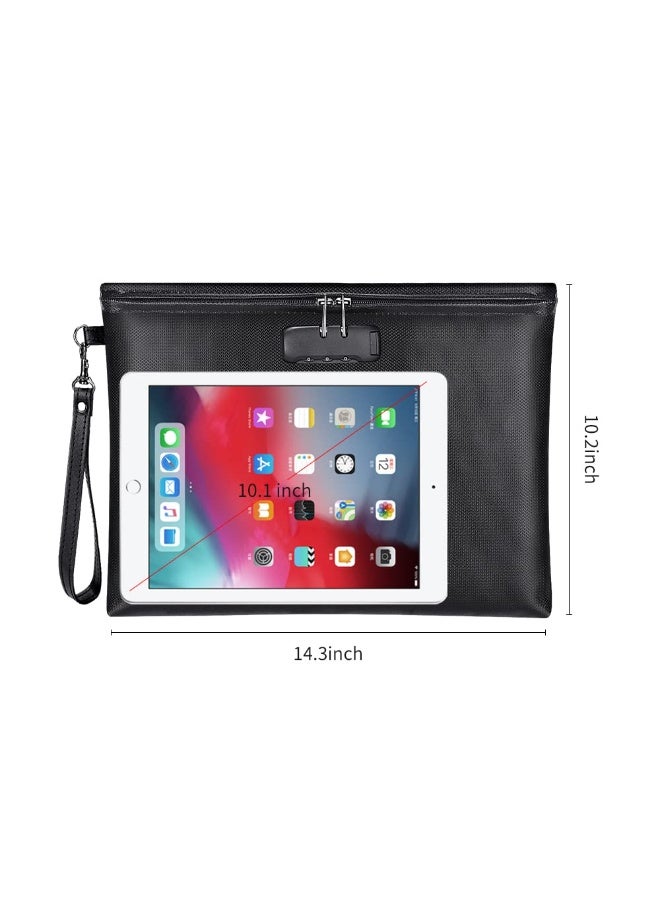 Fireproof Document Bag with Lock, 14.3x10.2 Fireproof and Waterproof Money Bag with Zipper Closure, Storage Pouch for A4 Letter Size Document, Cash, Cell Phone, Tablet, Credit Card,Passport - Image 5